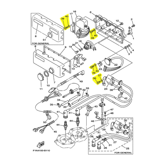 Kit visserie interieur boitier électrique OEM YAMAHA OEM